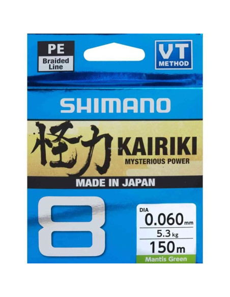 Plecionka shimano kairiki 8 0,060mm 150m 5,3kg m. green