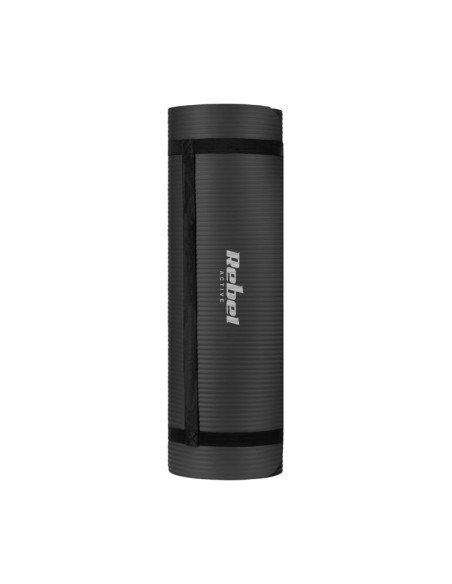 Rebel active mata gimnastyczna do ćwiczeń joga, pilates, fitness, 183x61cm, grubość 6mm, materiał tpe, czarna rba-3151-bk