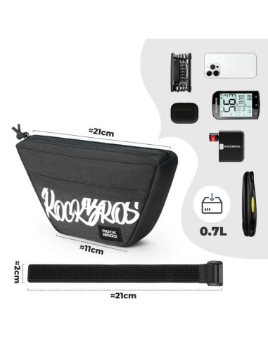 Torba na kierownicę rockbros g011 flash journey – trapezoidalna, czarna