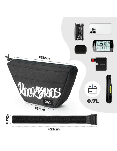 Torba na kierownicę rockbros g011 flash journey – trapezoidalna, czarna