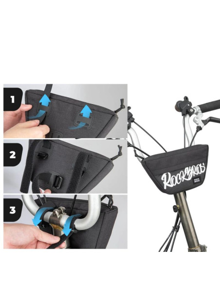 Torba na kierownicę rockbros g011 flash journey – trapezoidalna, czarna