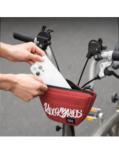 Torba na kierownicę rockbros g011 flash journey – trapezoidalna, czerwona