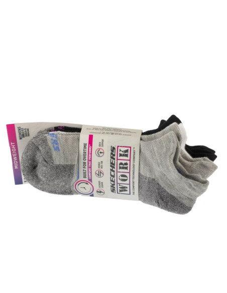 Skechers 3pk work lowcut womens socks s119052-grbk szare one size