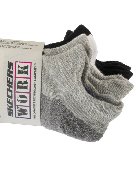 Skechers 3pk work lowcut womens socks s119052-grbk szare one size