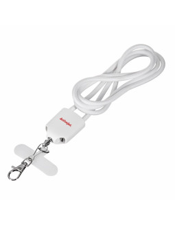 Activejet smycz z przewodem do ładowania 3w1 biała. końcówki z różnymi złączami: usb-c, adapter lightning, usb-a. 2