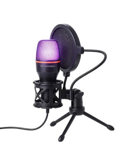 Wozinsky mikrofon do komputera studyjny gamingowy usb statyw rgb - czarny 2