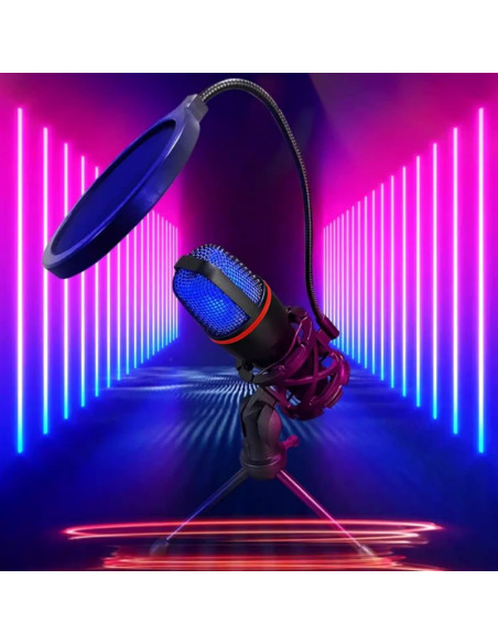 Wozinsky mikrofon do komputera studyjny gamingowy usb statyw rgb - czarny