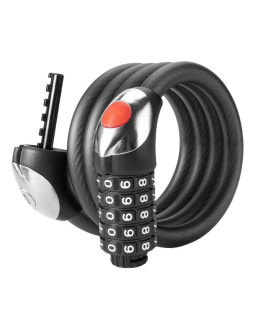 Zapięcie rowerowe rockbros rks531 – linka stalowa, szyfr 5-cyfrowy + led, 180 cm