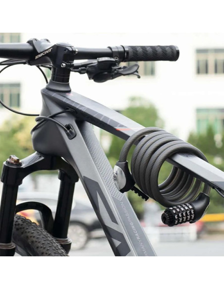 Zapięcie rowerowe rockbros rks531 – linka stalowa, szyfr 5-cyfrowy + led, 180 cm