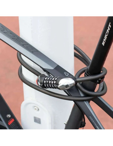 Zapięcie rowerowe rockbros rks531 – linka stalowa, szyfr 5-cyfrowy + led, 180 cm