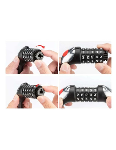 Zapięcie rowerowe rockbros rks531 – linka stalowa, szyfr 5-cyfrowy + led, 180 cm