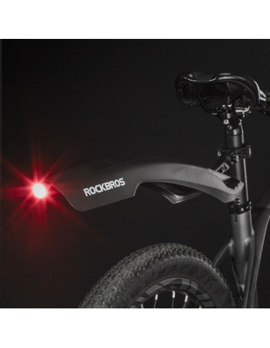 Błotnik rockbros dnb8001bk z czerwoną lampką led - czarny