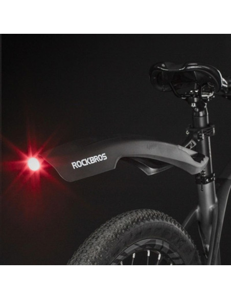 Błotnik rockbros dnb8001bk z czerwoną lampką led - czarny