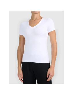 T-shirt basic z dekoltem typu serek damski 4f 4fwmm00ttshf3307-10s