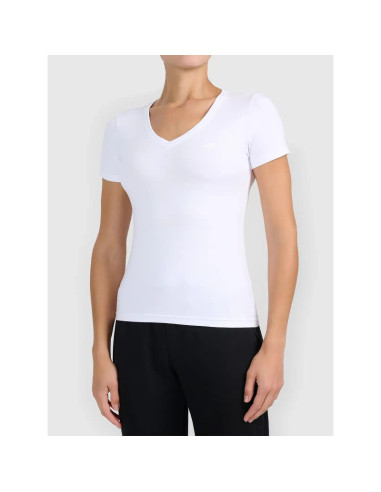 T-shirt basic z dekoltem typu serek damski 4f 4fwmm00ttshf3307-10s