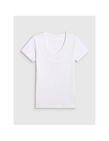 T-shirt basic z dekoltem typu serek damski 4f 4fwmm00ttshf3307-10s
