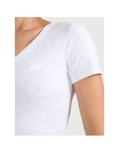 T-shirt basic z dekoltem typu serek damski 4f 4fwmm00ttshf3307-27m