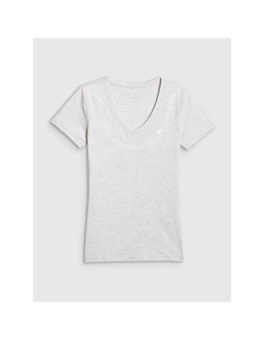 T-shirt basic z dekoltem typu serek damski 4f 4fwmm00ttshf3307-27m