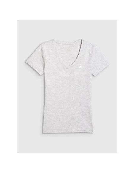 T-shirt basic z dekoltem typu serek damski 4f 4fwmm00ttshf3307-27m