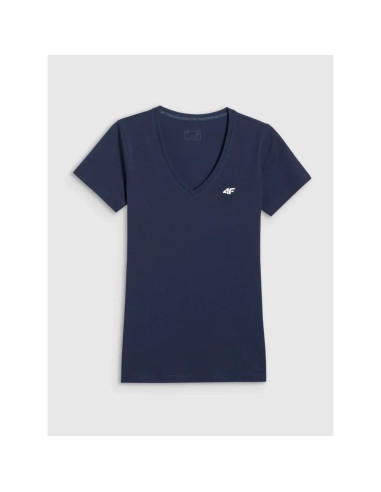 T-shirt basic z dekoltem typu serek damski 4f 4fwmm00ttshf3307-31s