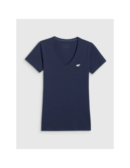 T-shirt basic z dekoltem typu serek damski 4f 4fwmm00ttshf3307-31s