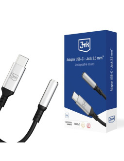 Adapter 3mk usb-c - minijack 3.5 mm - srebrny