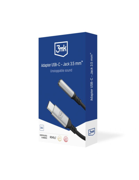 Adapter 3mk usb-c - minijack 3.5 mm - srebrny