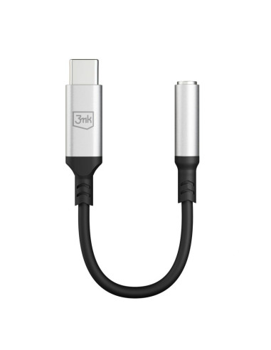 Adapter 3mk usb-c - minijack 3.5 mm - srebrny