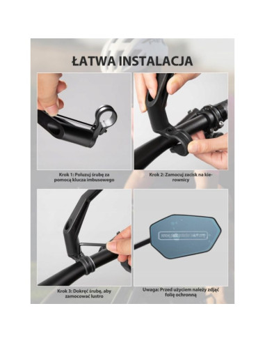 Rockbros lusterko rowerowe 260004001 lewe