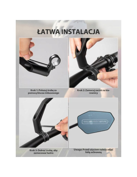 Rockbros lusterko rowerowe 260004001 lewe
