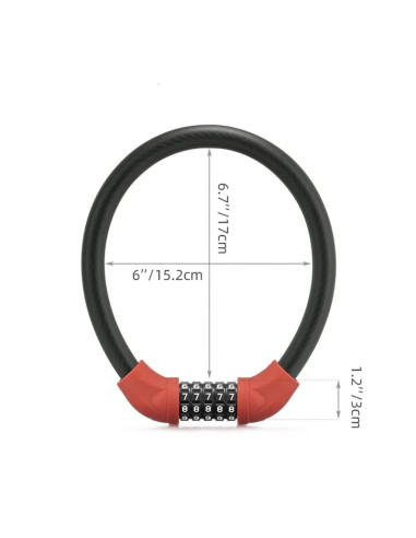 Zapięcie rowerowe rockbros rks570-rd – linka stalowa, szyfr