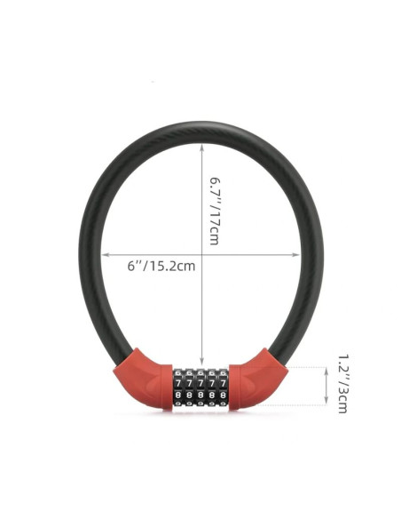 Zapięcie rowerowe rockbros rks570-rd – linka stalowa, szyfr
