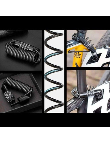 Zapięcie rowerowe rockbros t609 na szyfr 1,5m - czarne