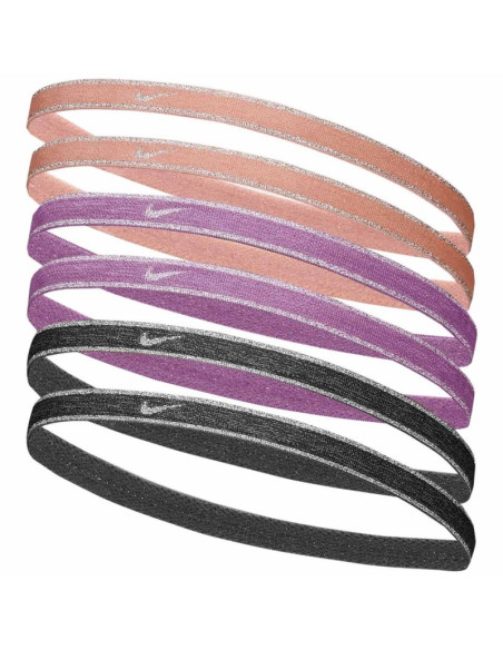 Opaski na włosy nike swoosh sport metalic 6 szt. brzoskwiniowe, różowe, szare n1002008646os