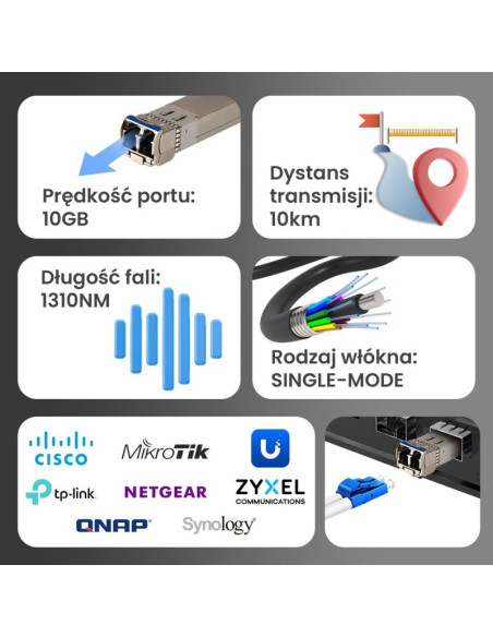 Extralink sfp+ 10g 2-pack | moduł sfp+ | 10gbps, lc/upc, 1310nm, 10km, single mode, dom