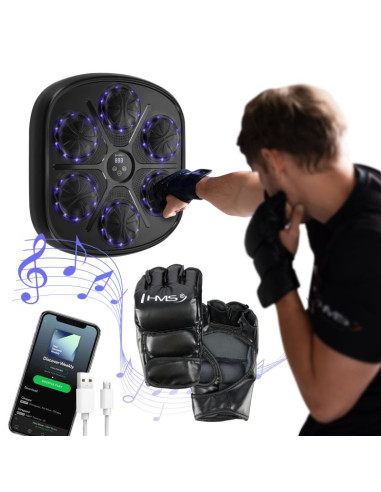 Tb03 elektroniczna tarcza bokserska bluetooth z muzyką i rękawicami hms
