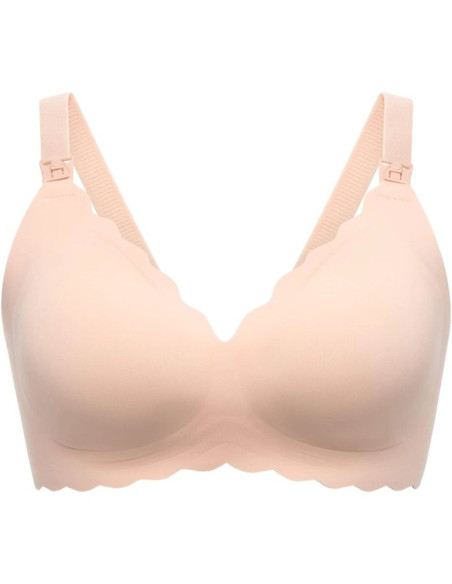 Momcozy yn46 (xl) | jelly strip – bezszwowy kwiatowy biustonosz do karmienia push-up | beżowy floral