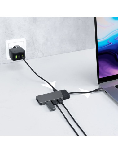 Green cell hub usb-c adapter gc connect 7w1 (3xusb 3.1, hdmi 4k 60hz, usb-c pd 85w, microsd/sd)