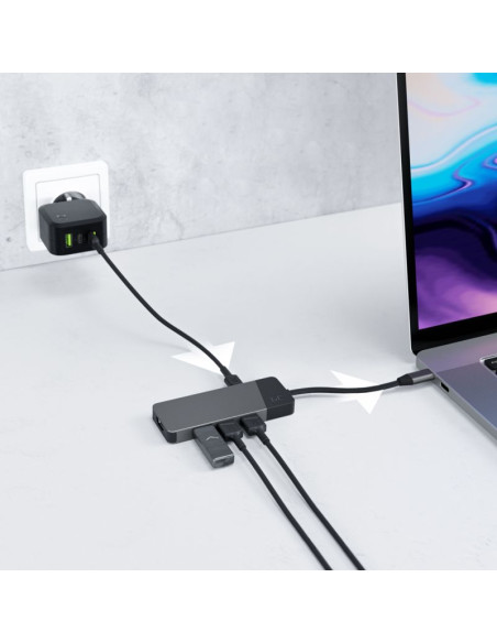Green cell hub usb-c adapter gc connect 7w1 (3xusb 3.1, hdmi 4k 60hz, usb-c pd 85w, microsd/sd)