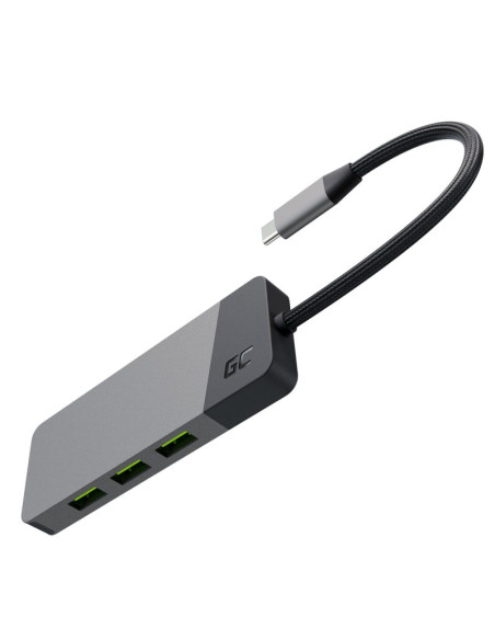 Green cell hub usb-c adapter gc connect 7w1 (3xusb 3.1, hdmi 4k 60hz, usb-c pd 85w, microsd/sd)