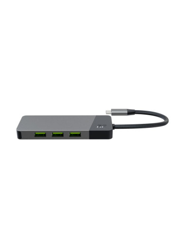 Green cell hub usb-c adapter gc connect 7w1 (3xusb 3.1, hdmi 4k 60hz, usb-c pd 85w, microsd/sd)