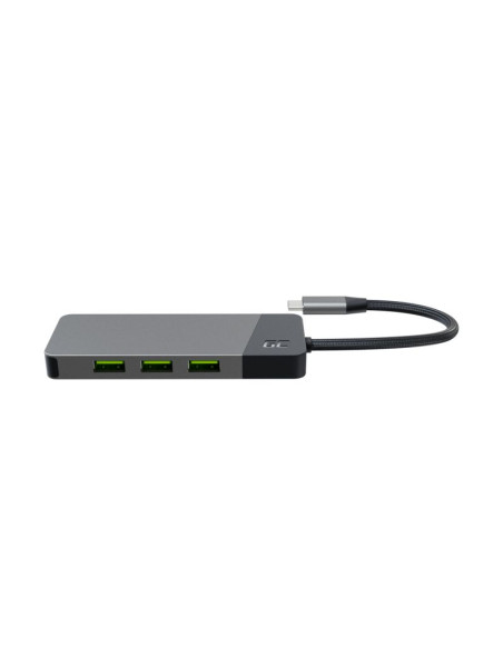 Green cell hub usb-c adapter gc connect 7w1 (3xusb 3.1, hdmi 4k 60hz, usb-c pd 85w, microsd/sd)