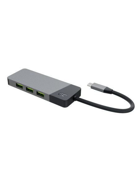 Green cell hub usb-c adapter gc connect 7w1 (3xusb 3.1, hdmi 4k 60hz, usb-c pd 85w, microsd/sd)