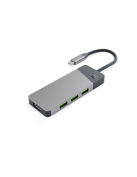 Green cell hub usb-c adapter gc connect 7w1 (3xusb 3.1, hdmi 4k 60hz, usb-c pd 85w, microsd/sd)