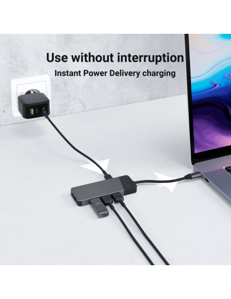 Green cell hub usb-c adapter gc connect 7w1 (3xusb 3.1, hdmi 4k 60hz, usb-c pd 85w, microsd/sd)
