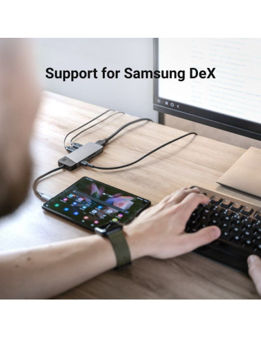 Green cell hub usb-c adapter gc connect 7w1 (3xusb 3.1, hdmi 4k 60hz, usb-c pd 85w, microsd/sd)