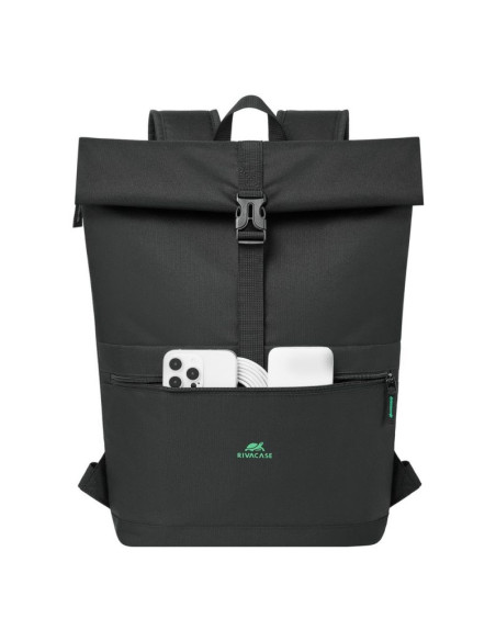 Rivacase gremio plecak city backpack czarny poliester, przetworzony politereftalan etylenu (rpet)