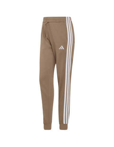 Spodnie damskie adidas essentials 3-stripes fleece slim beżowe kf8317