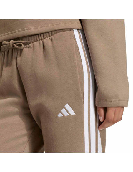 Spodnie damskie adidas essentials 3-stripes fleece slim beżowe kf8317