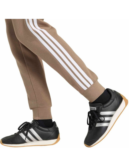 Spodnie damskie adidas essentials 3-stripes fleece slim beżowe kf8317